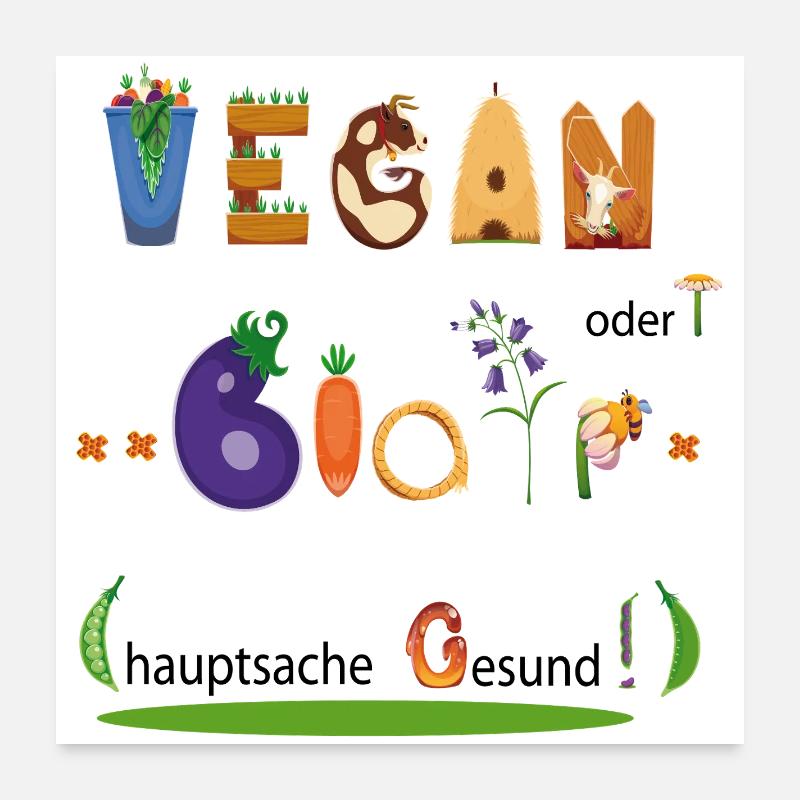 Vegan oder Bio Poster 60x60 cm