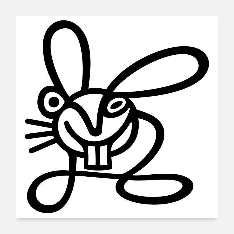 Stroke Hare - Poster 24" x 24" (60x60 cm) - white