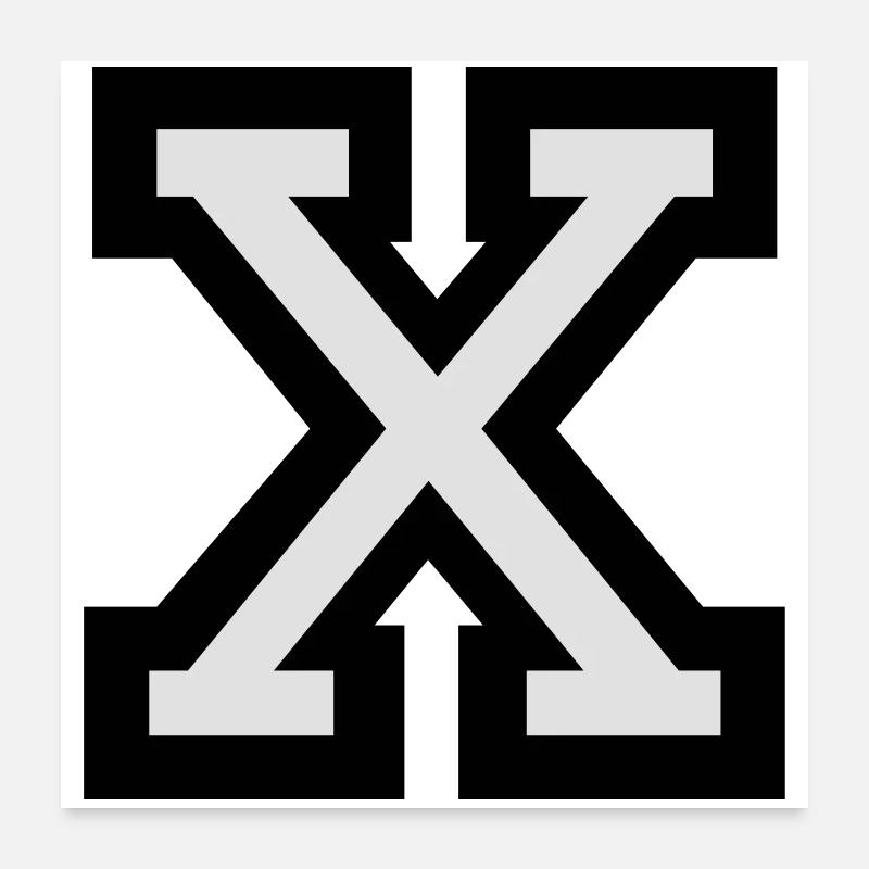 Lettre X en deux couleurs Poster 60 x 60 cm