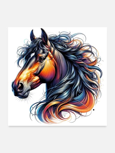 Pferd - Poster 60x60 cm - Weiß - Vorne