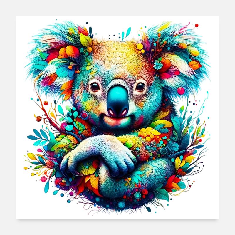 Koala - Poster 60x60 cm - Weiß