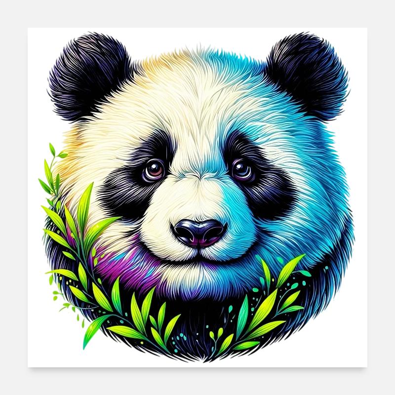 Panda - Poster 60x60 cm - Weiß