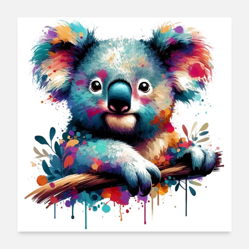 Koala - Poster 60x60 cm - Weiß