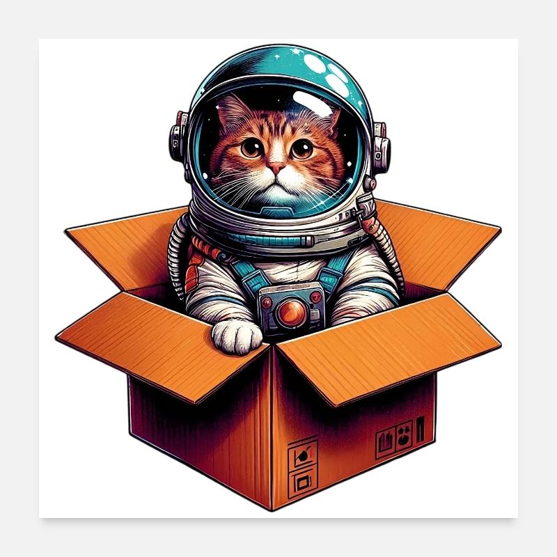 Astronaut Cat Poster 24" x 24" (60x60 cm)