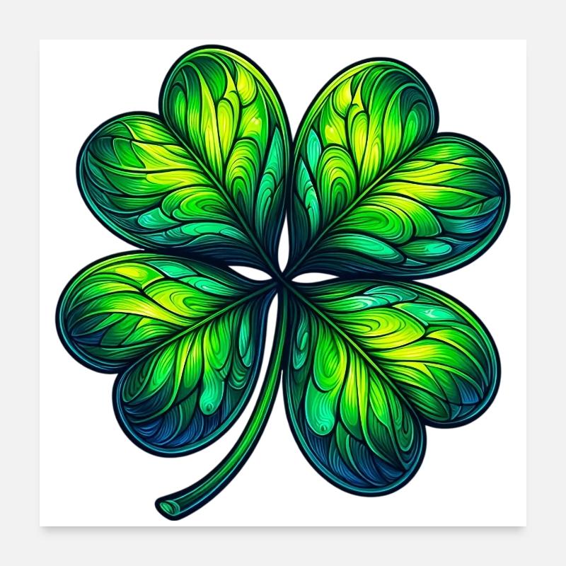 Trèfle à quatre feuilles Poster 60 x 60 cm