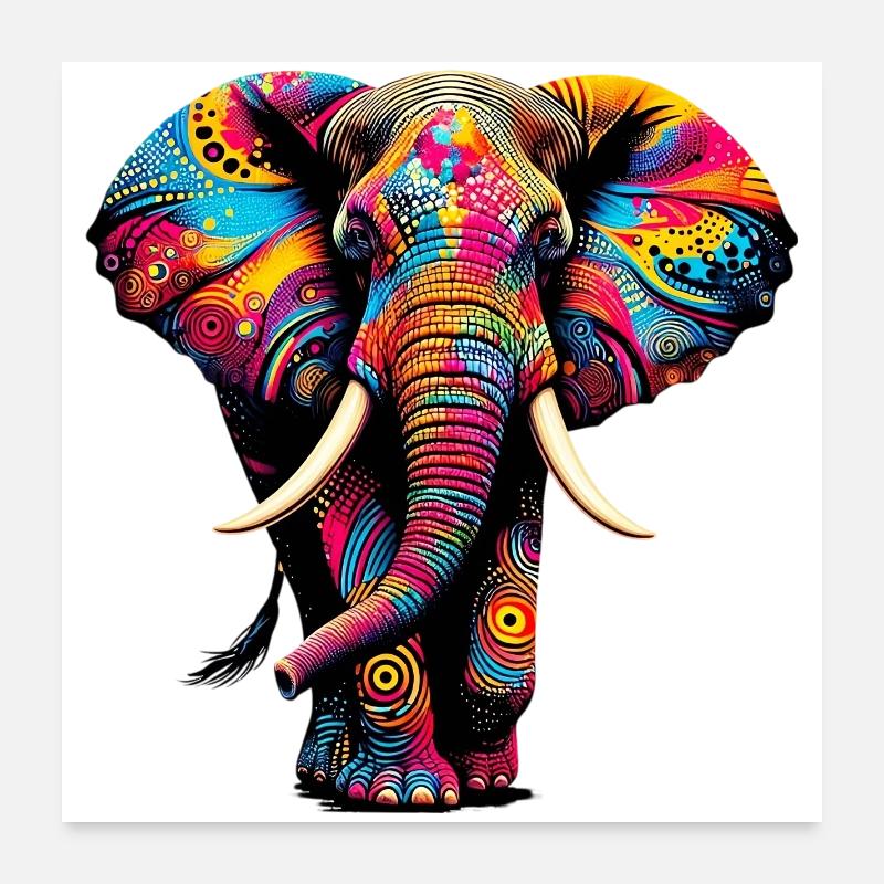 Elefant - Poster 60x60 cm - Weiß