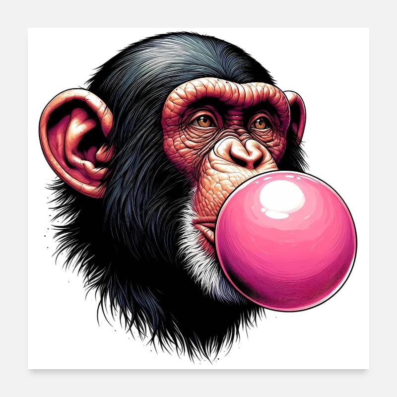 Singe - Poster 60 x 60 cm - blanc