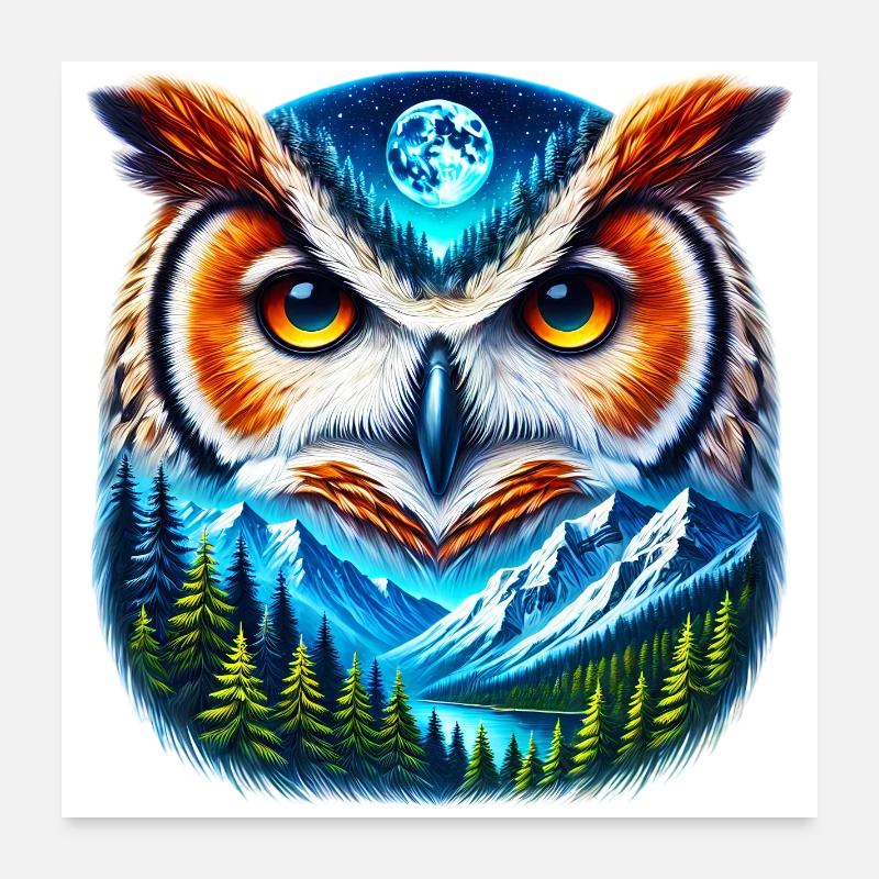 Hibou Poster 60 x 60 cm