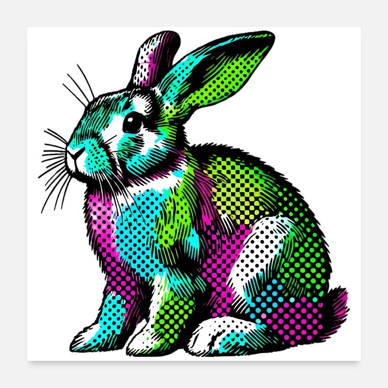 Kaninchen - Poster 60x60 cm - Weiß