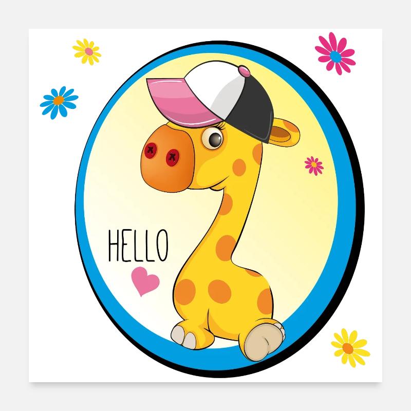 Giraffe sagt Hello Poster 60x60 cm