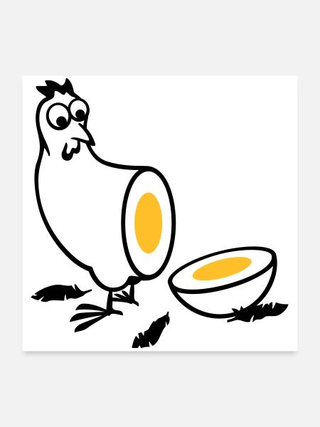 Huhn oder Ei - Poster 60x60 cm - Weiß - Vorne