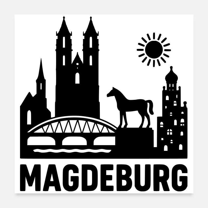 Silhouette de Magdebourg Poster 60 x 60 cm