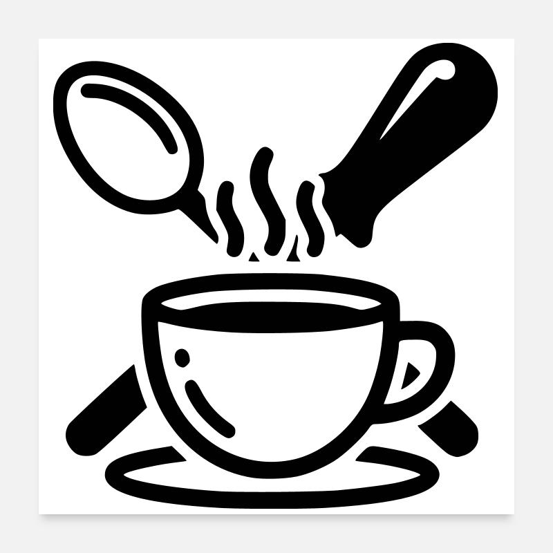 Barista Logo Portafilter Steam Vector Poster 24" x 24" (60x60 cm)