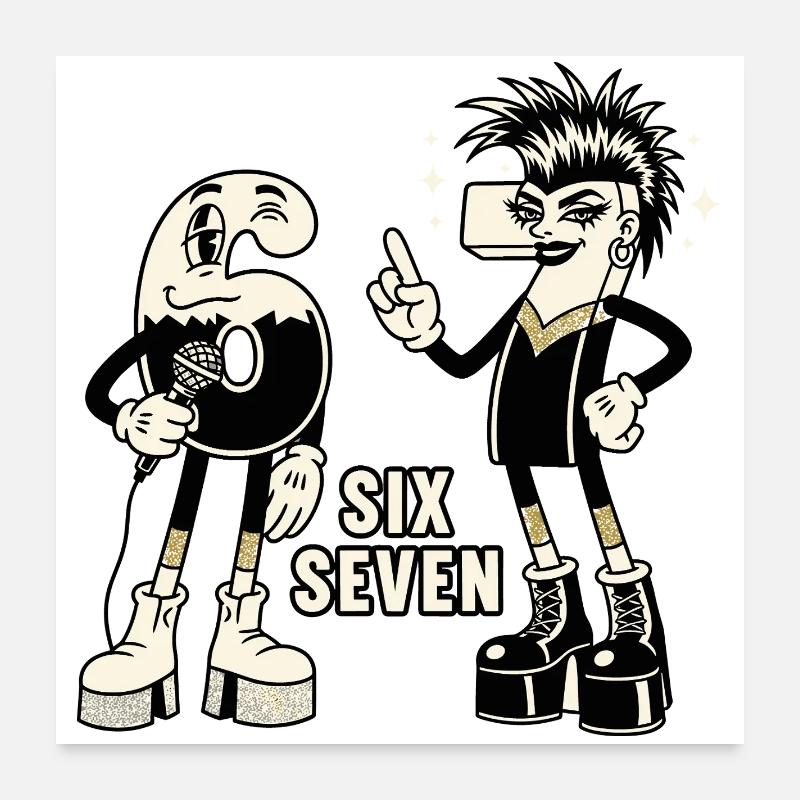 67 Six Seven meme Retro Rock Musik Geschenk Poster 60x60 cm