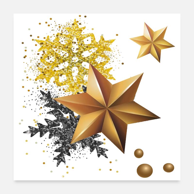 Étoiles dorées pour Noël Poster 60 x 60 cm