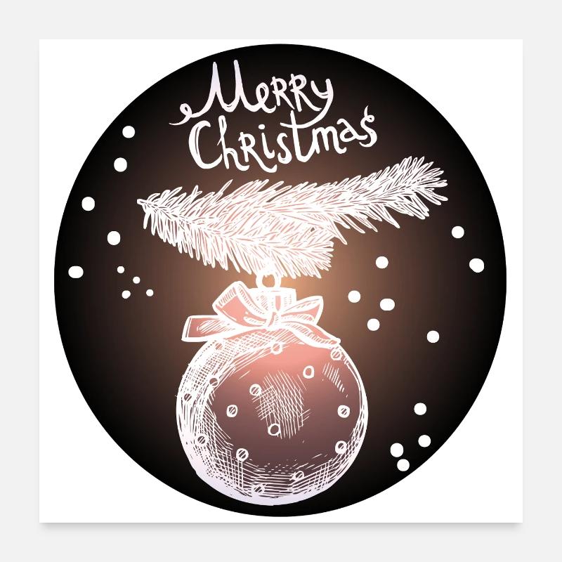 Weihnachtskugel mit Tannenzweig Poster 60x60 cm