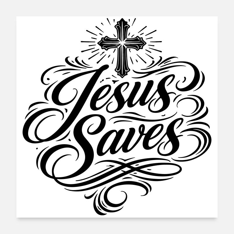 Jésus sauve le dicton-chrétien Poster 60 x 60 cm