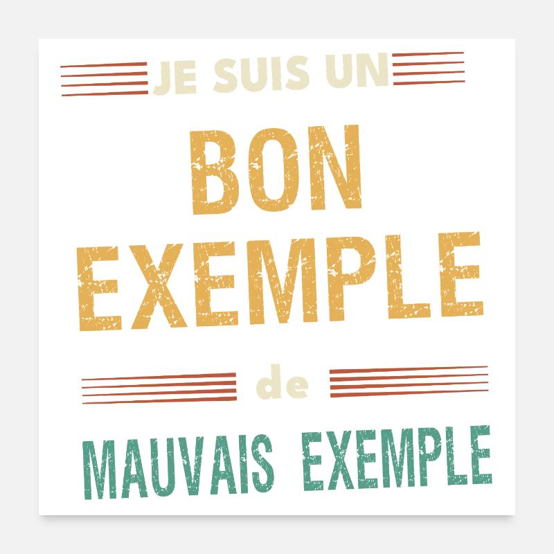 Gutes Beispiel und schlechtes Beispiel – Humorvolle Botschaft Poster 60x60 cm