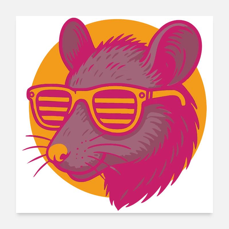 Rat avec des lunettes de soleil Poster 60 x 60 cm