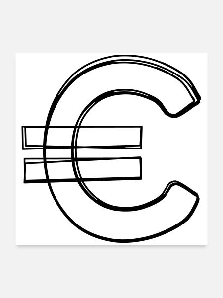 Eurozeichen handgezeichnet - Poster 60x60 cm - Weiß - Vorne