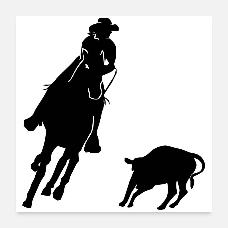 Equestrian Western Riding - Cutting Poster 24" x 24" (60x60 cm)