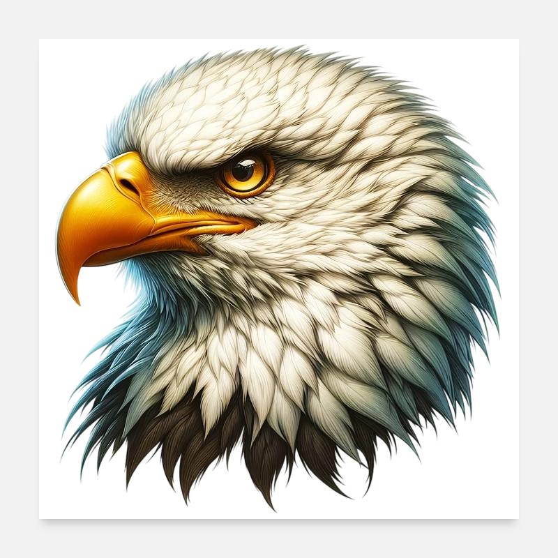 Adler - Poster 60x60 cm - Weiß