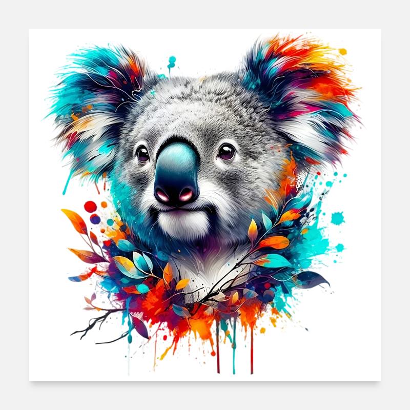 Koala - Poster 60x60 cm - Weiß