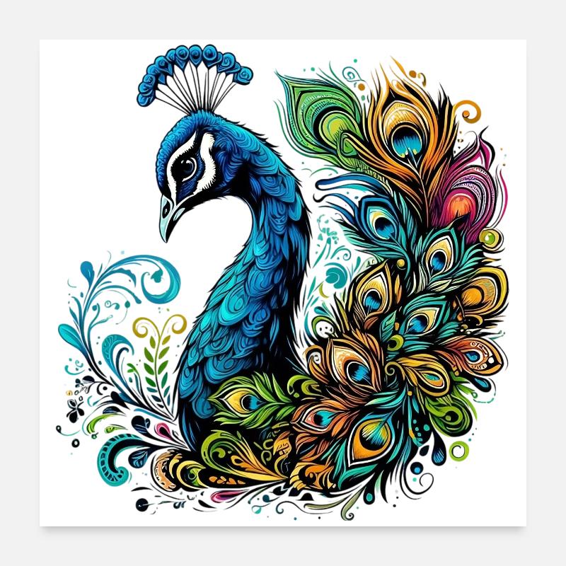 Paon - Poster 60 x 60 cm - blanc