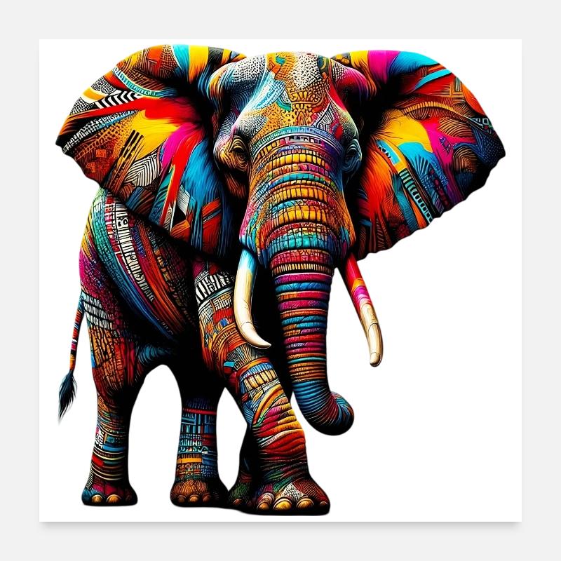 Éléphant Poster 60 x 60 cm