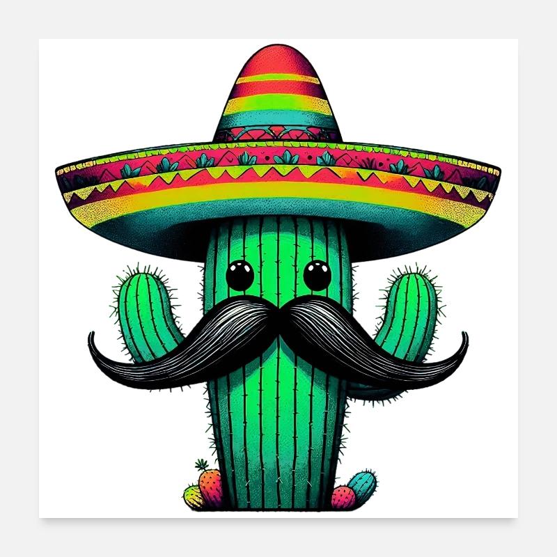 Kaktus - Poster 60x60 cm - Weiß