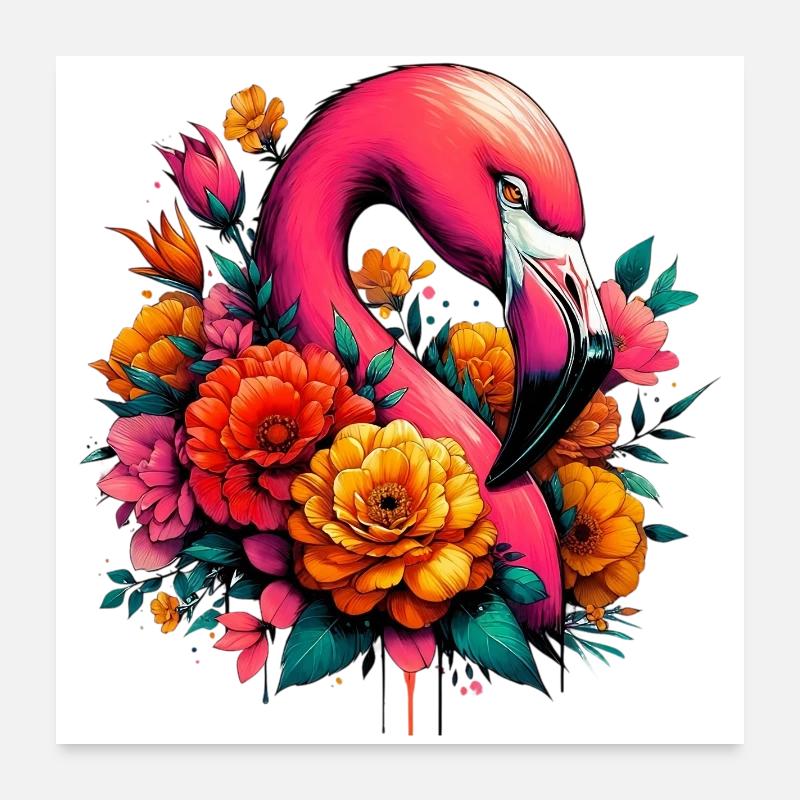 Flamant Poster 60 x 60 cm