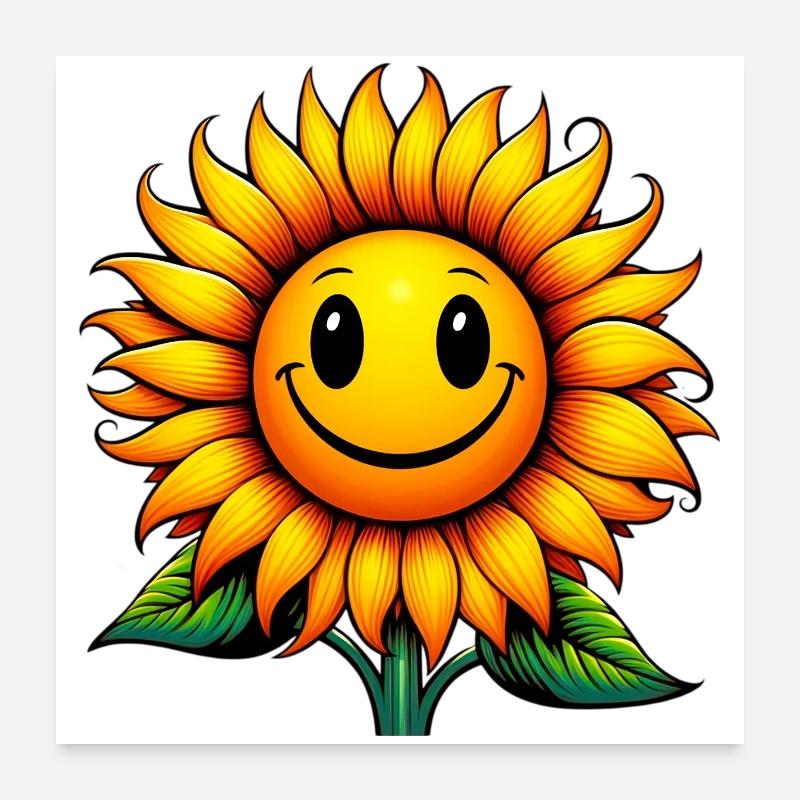 Sonnenblume - Poster 60x60 cm - Weiß