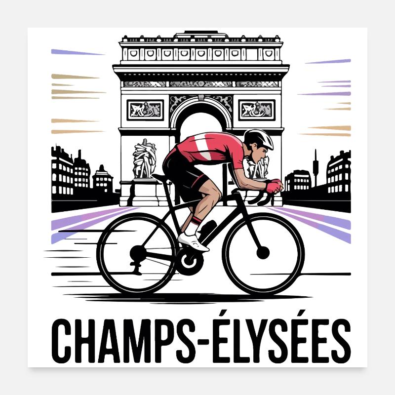 Sprint final aux Champs-Élysées - Cyclisme Poster 60 x 60 cm