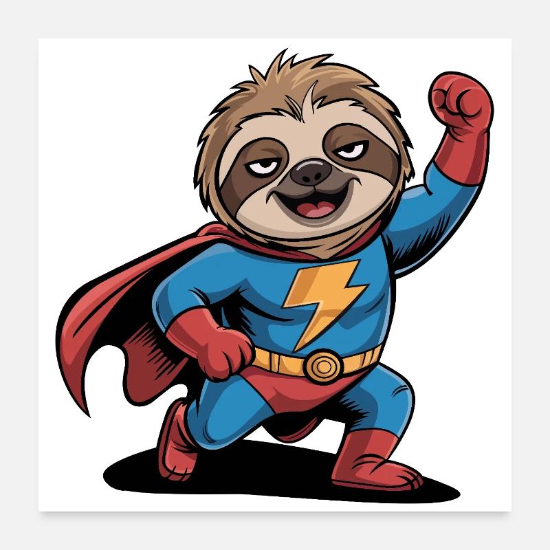 Superhero Sloth Poster 24" x 24" (60x60 cm)