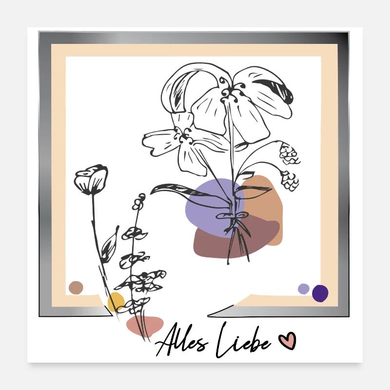 Bilderrahmen mit Blumen Poster 60x60 cm