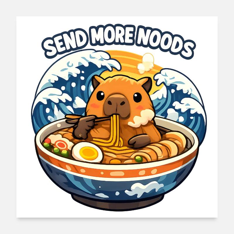 Capybara Send Noods Ramen Poster 60x60 cm