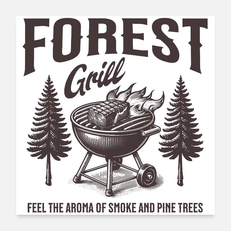 Forest Grill Holzaromen Poster 60x60 cm