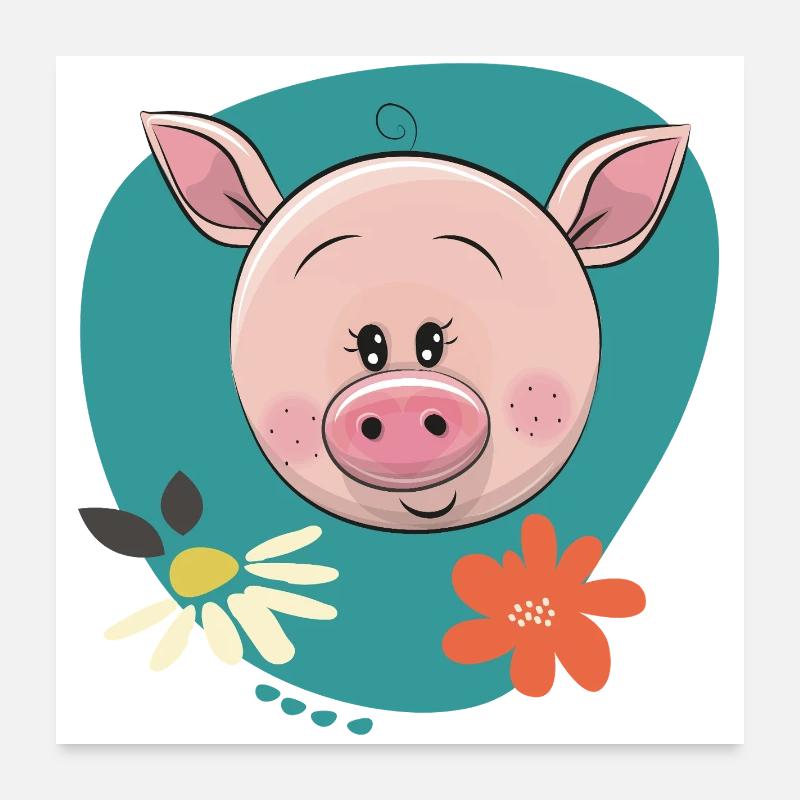 Cochon mignon Poster 60 x 60 cm