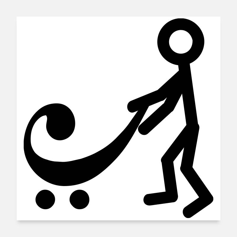 Joueur de basse avec un nouveau bébé Poster 60 x 60 cm