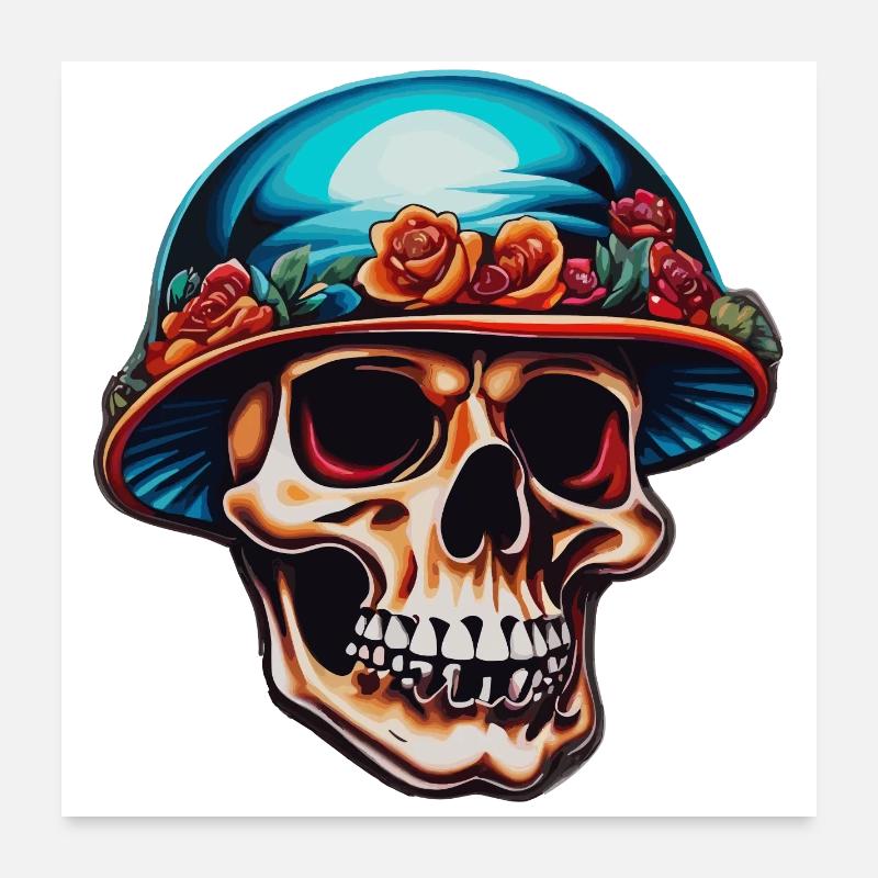 Skull with mushroom hat Poster 24" x 24" (60x60 cm)
