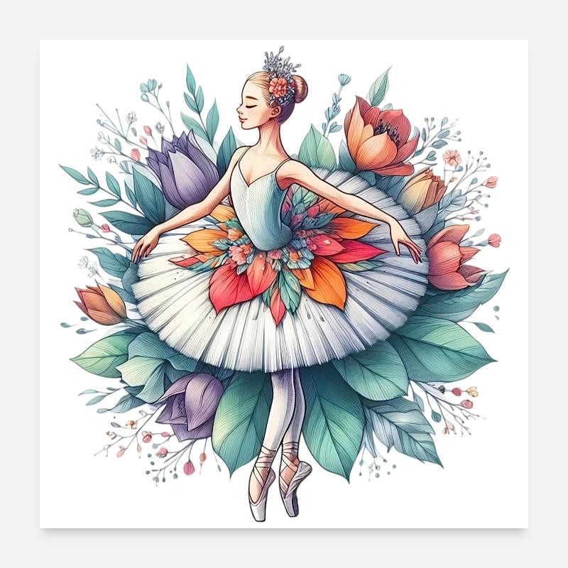 Balletttänzerin mit Tutu Poster 60x60 cm