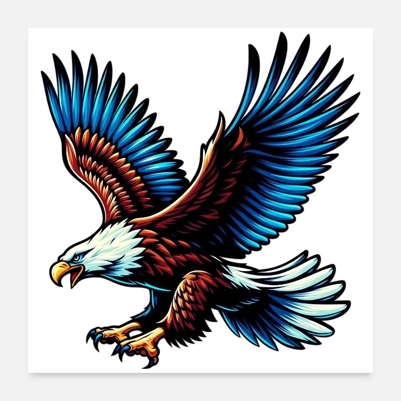 Adler - Poster 60x60 cm - Weiß