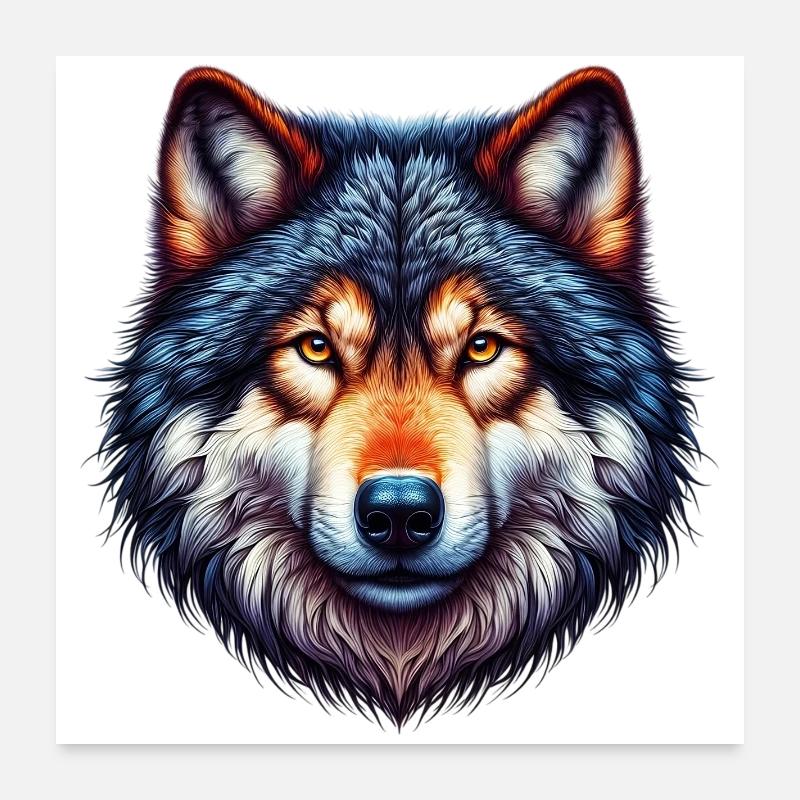 Wolf - Poster 60x60 cm - Weiß