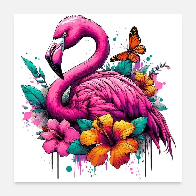 Flamant Poster 60 x 60 cm