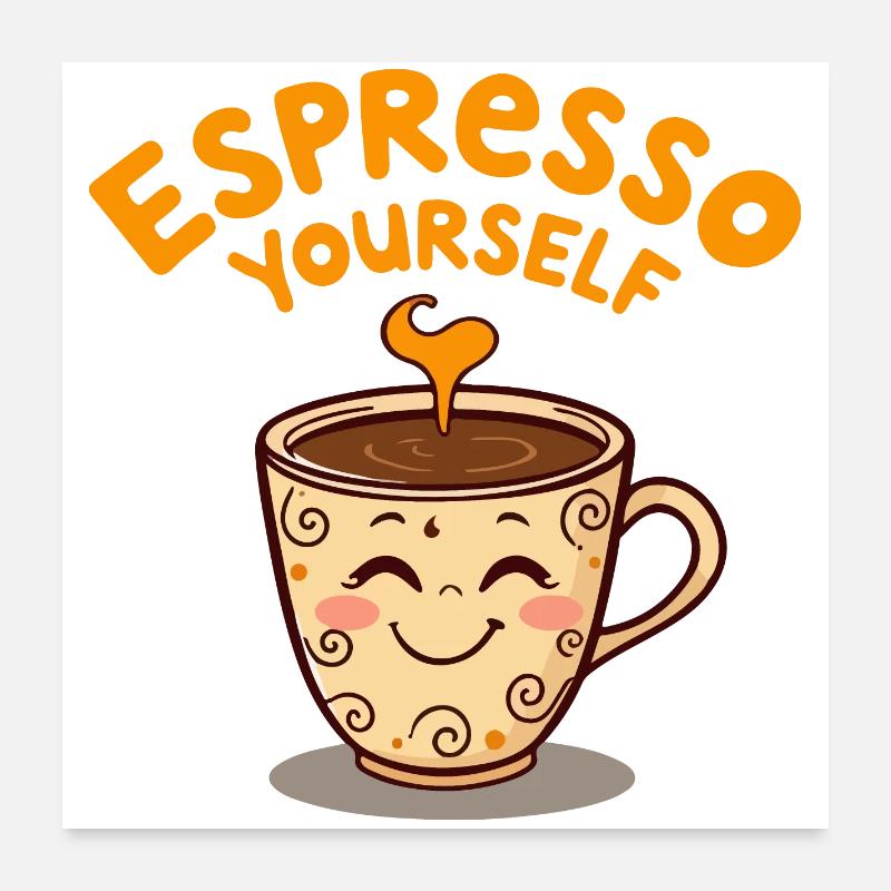 Cute Coffee Mug Stress Reliever Design Poster 24" x 24" (60x60 cm)
