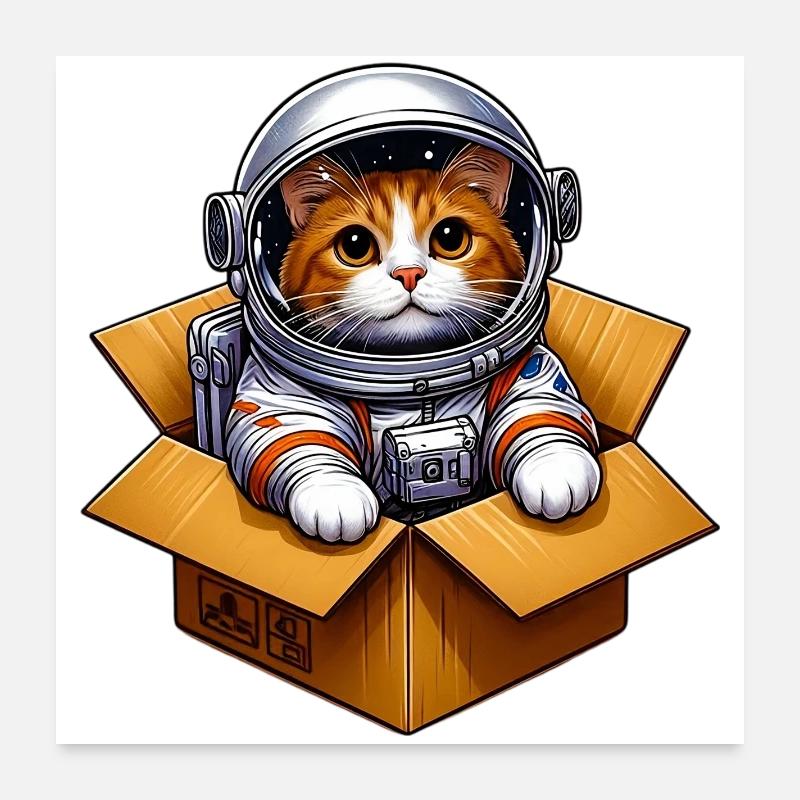Astronaut Katze Poster 60x60 cm