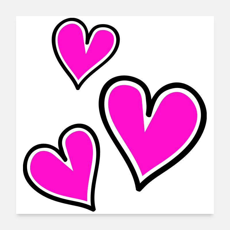 Bright Pink Heart Pattern Poster 24" x 24" (60x60 cm)