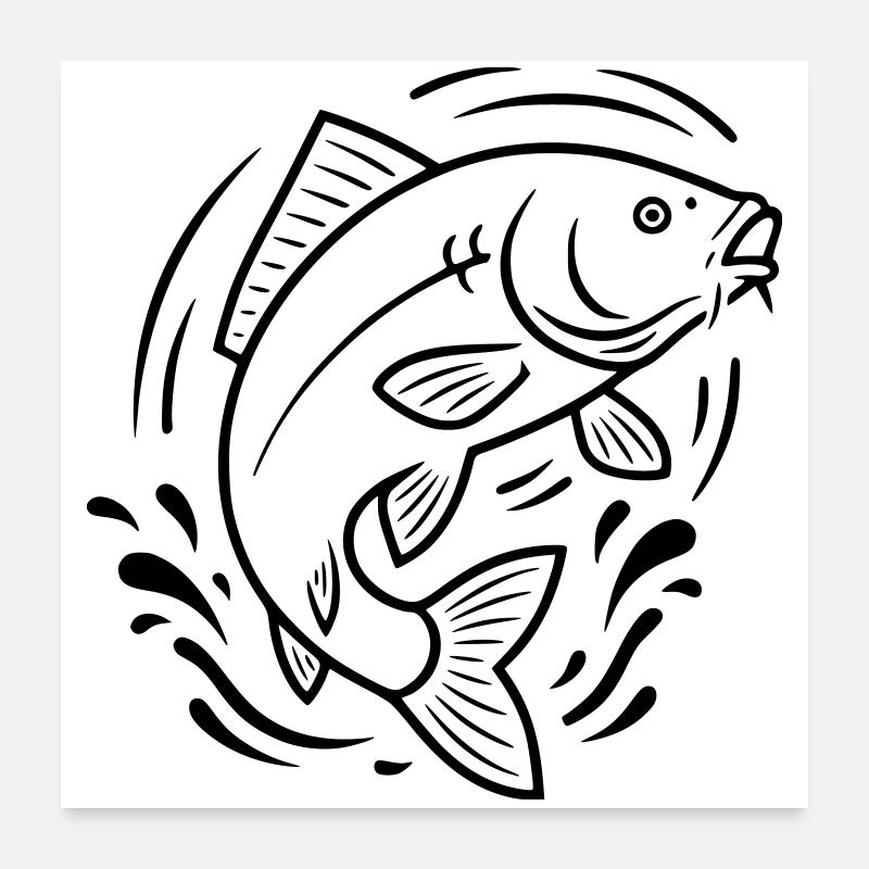 Pêche au poisson sauteur de carpe Poster 60 x 60 cm