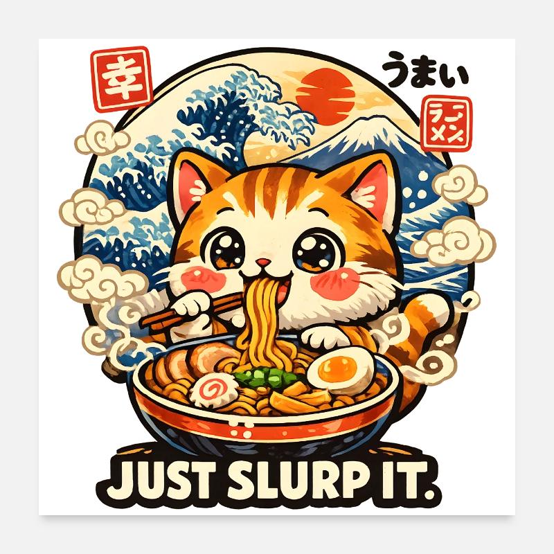 Ramen Cat Suce juste Poster 60 x 60 cm