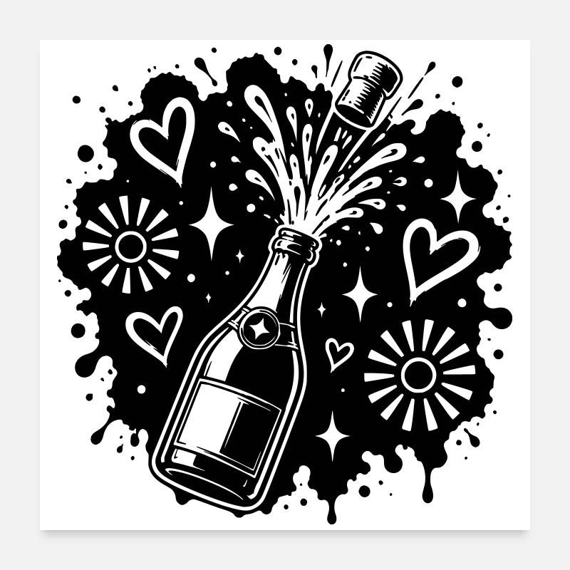 Sektflasche Party Splash Motiv Poster 60x60 cm